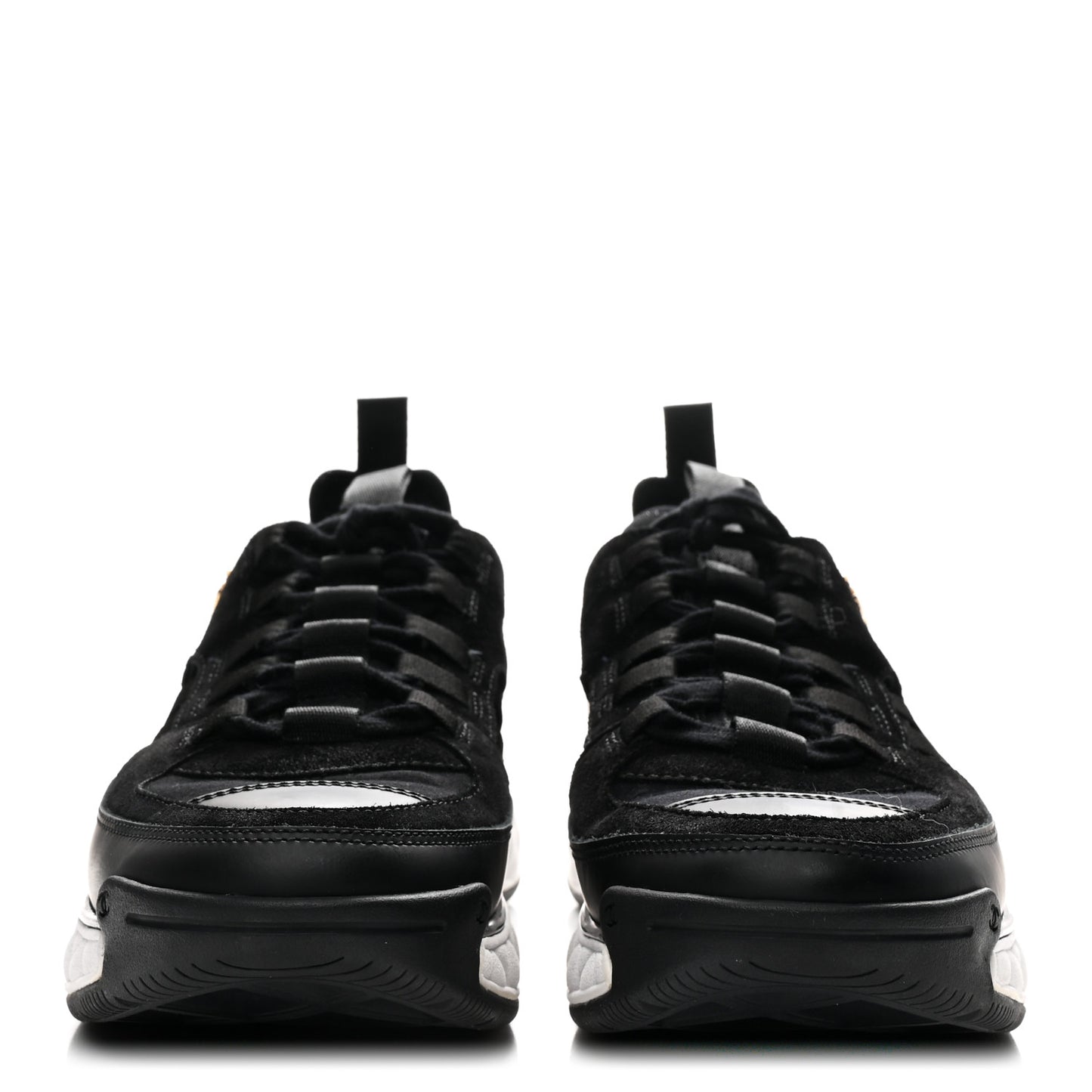 Fabric Calfskin Suede CC Sneakers 37.5 Black