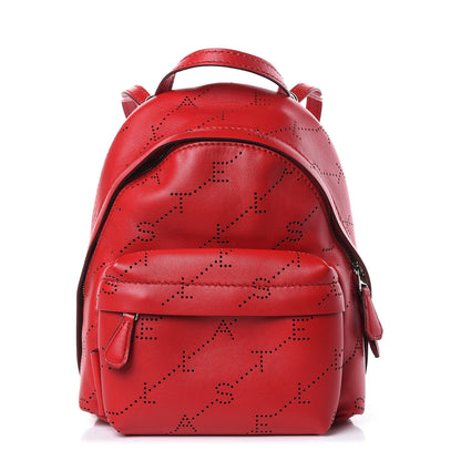 Stella McCartney Eco Alter Nappa Perforated Logo Mini Backpack Red 1 of 9