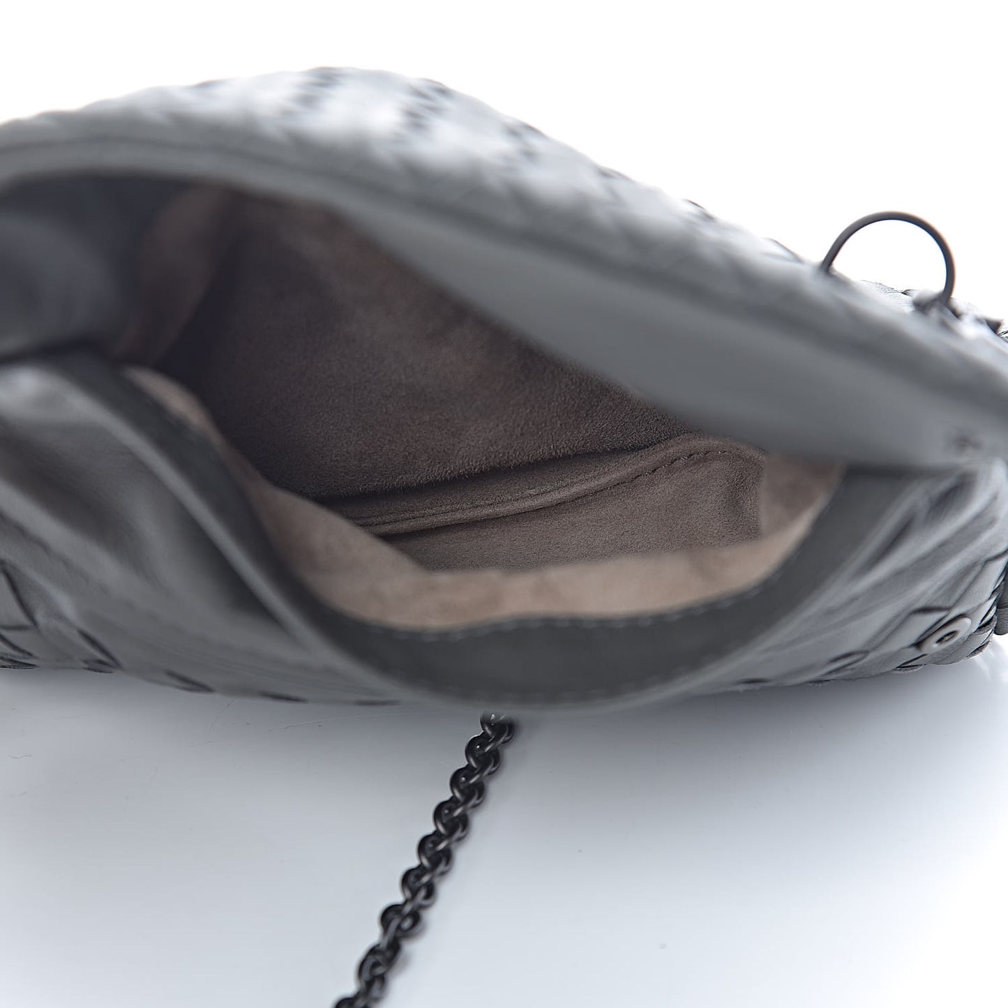 Nappa Intrecciato Small Chain Crossbody Light Grey