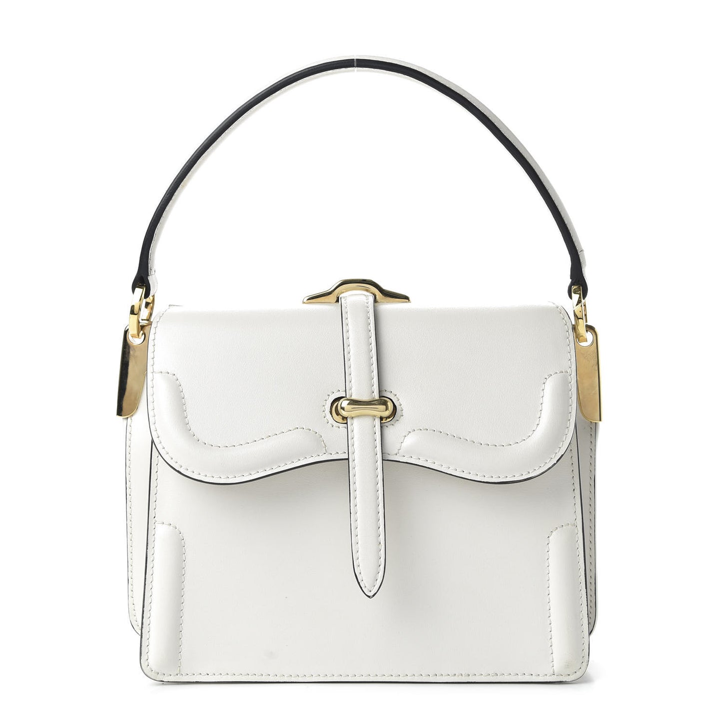 City Calfskin Small Belle Top Handle Bag Bianco