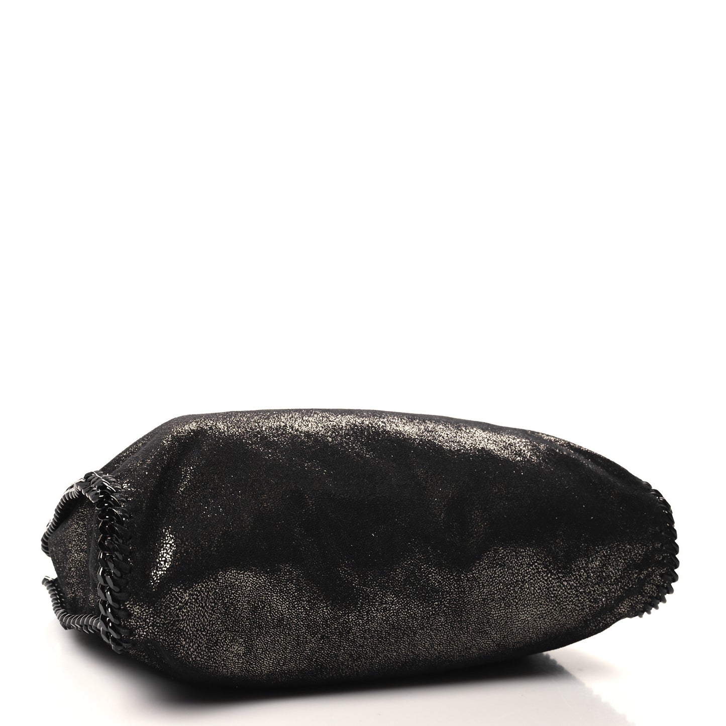Metallic Shaggy Deer Falabella Fold Over Tote Black