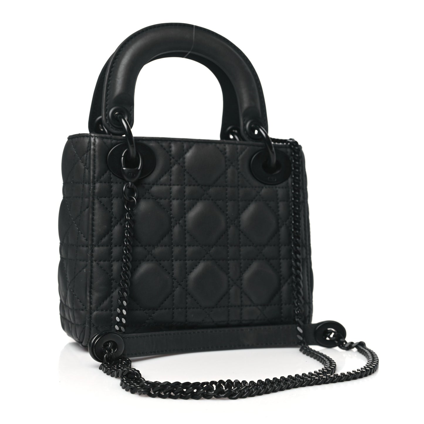 Ultra Matte Calfskin Cannage Mini Lady Dior Black