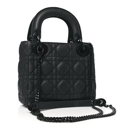 Christian Dior Ultra Matte Calfskin Cannage Mini Lady Dior Black 3 of 12
