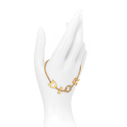 Christian Dior Metal Crystal Logo Bracelet Gold 2 of 5