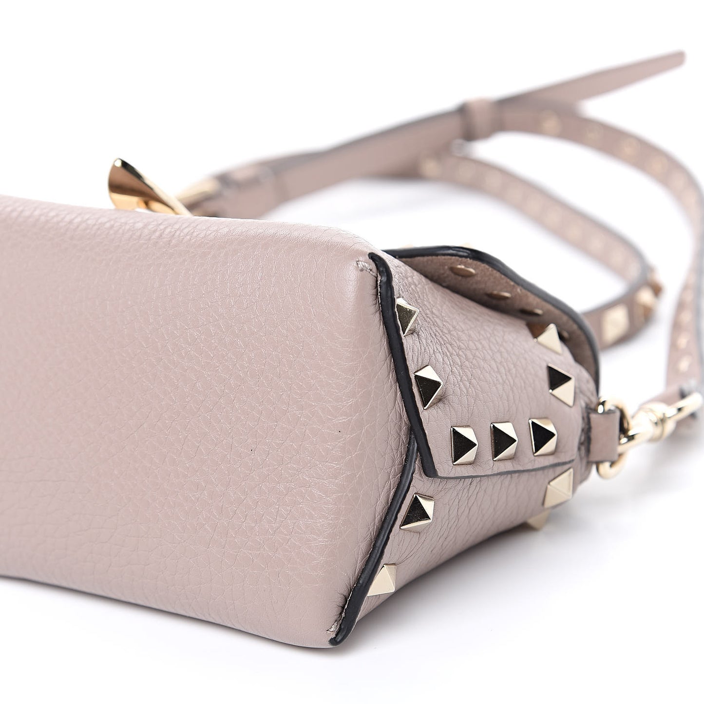 Pebbled Calfskin Mini Rockstud Crossbody Bag Poudre