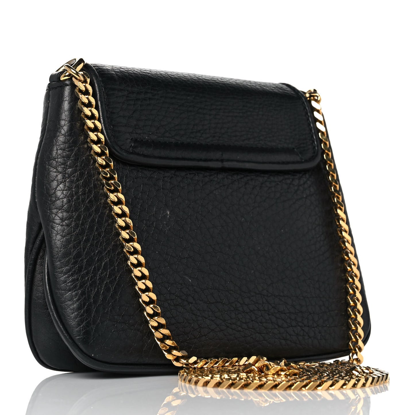 Pebbled Calfskin Small 1973 Chain Shoulder Bag Black