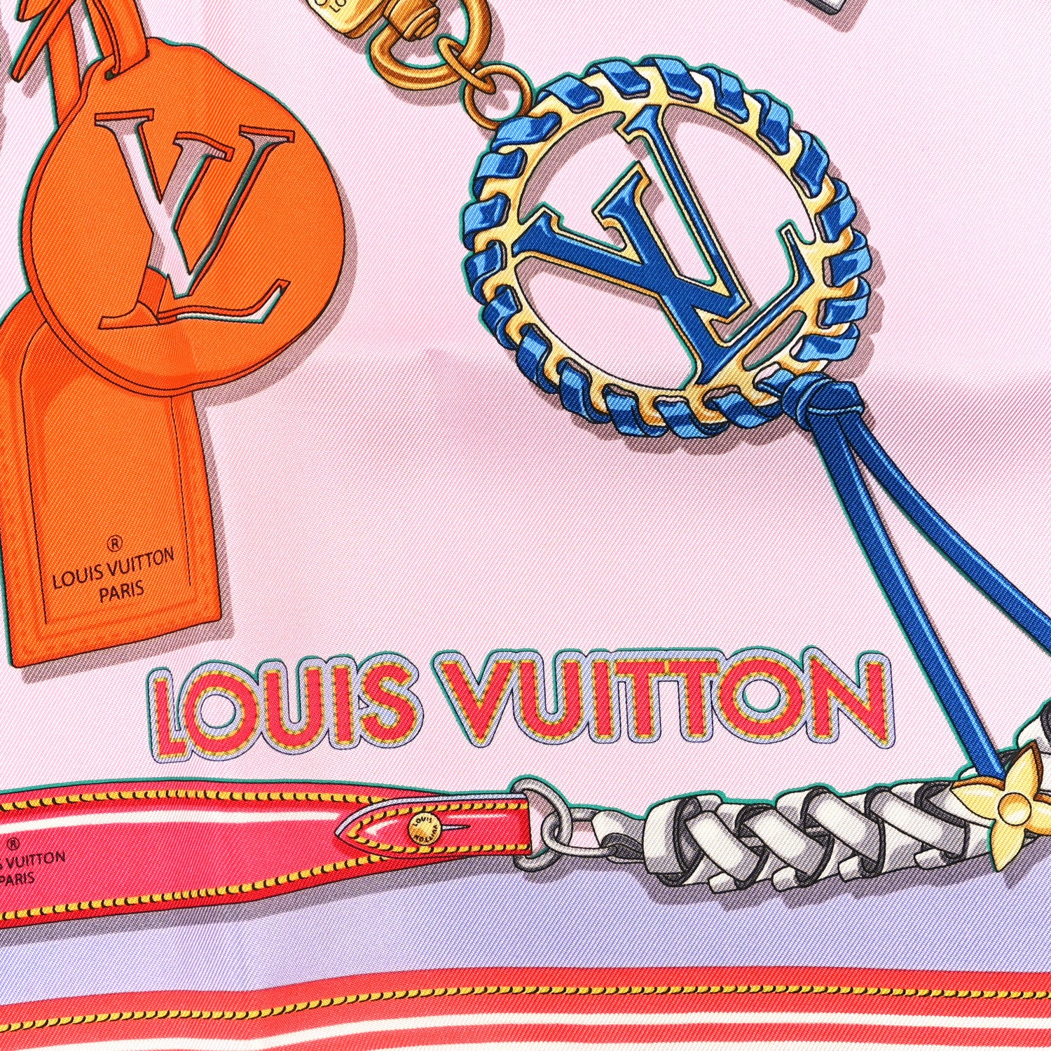 Louis Vuitton Silk Mix and Straps Square 90 Scarf Rose 2 of 4