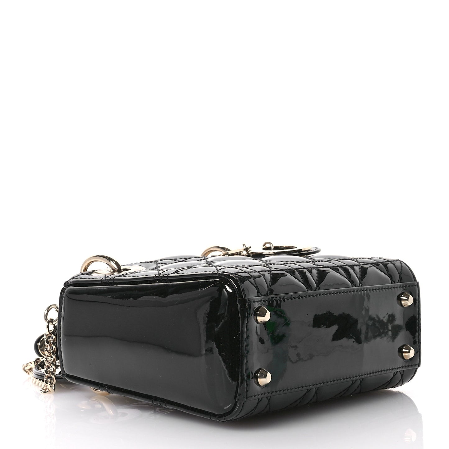 Patent Cannage Mini Lady Dior Black