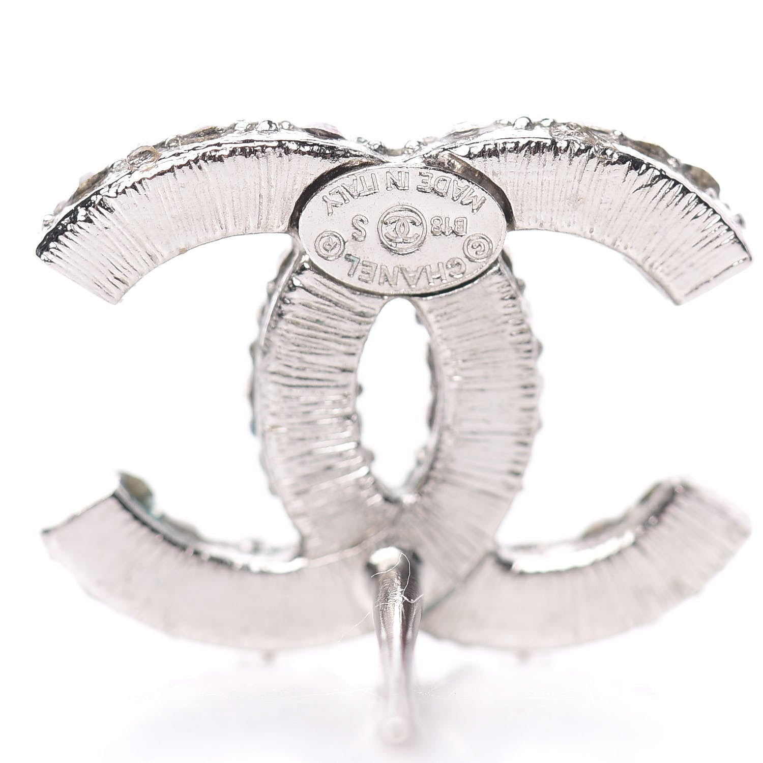 Chanel Crystal Large CC Earrings Silver 4 of 5
