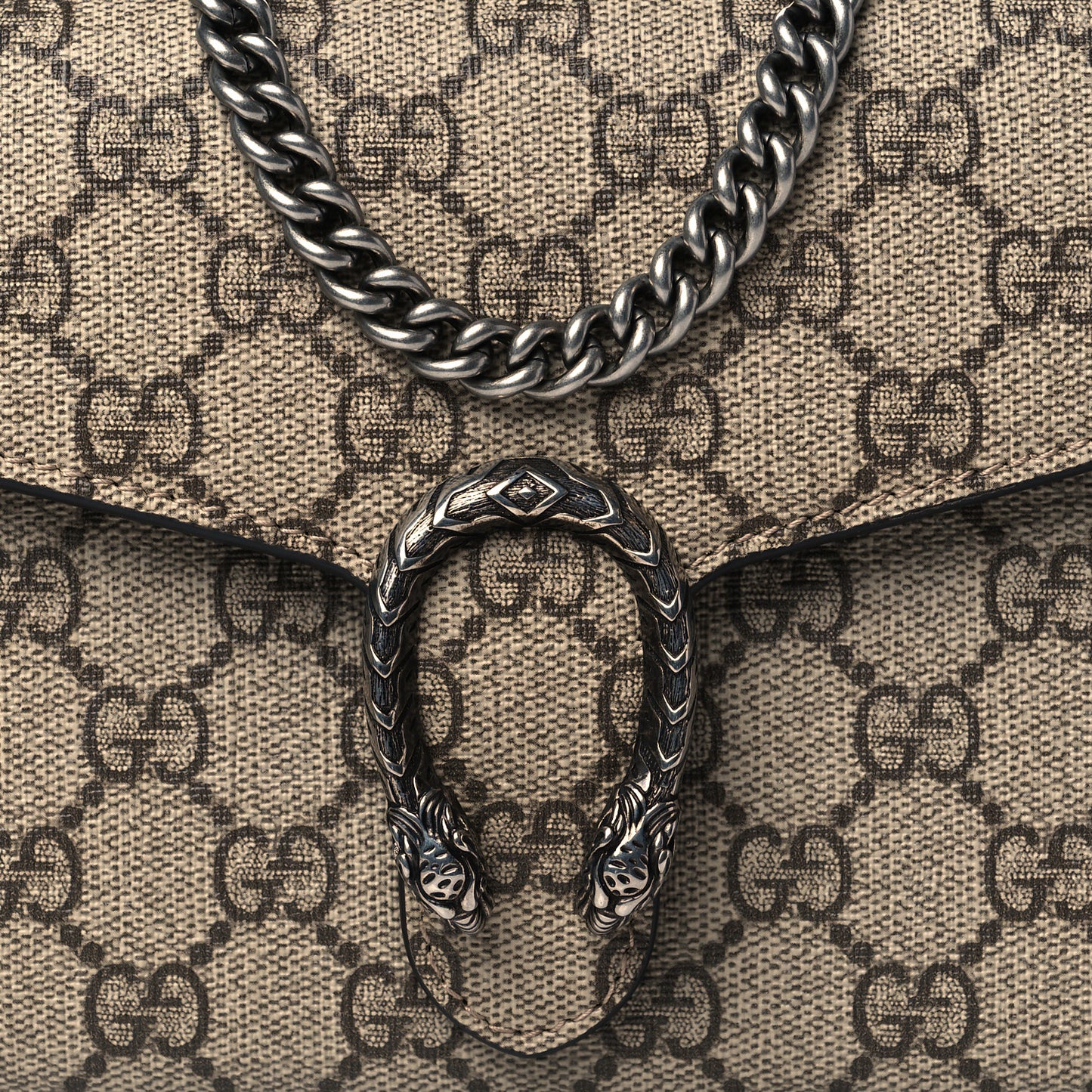 GG Supreme Monogram Mini Dionysus Chain Wallet Beige Taupe