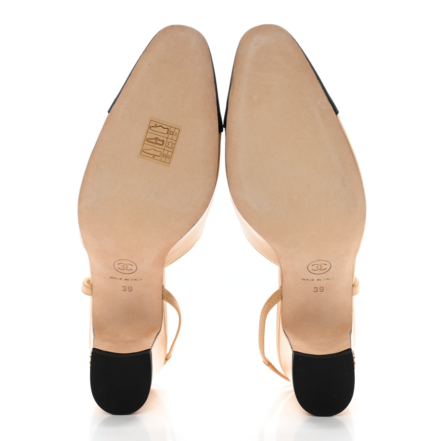 Chanel Lambskin Grosgrain Cap Toe CC Slingback Pumps 39 Beige Black 5 of 10