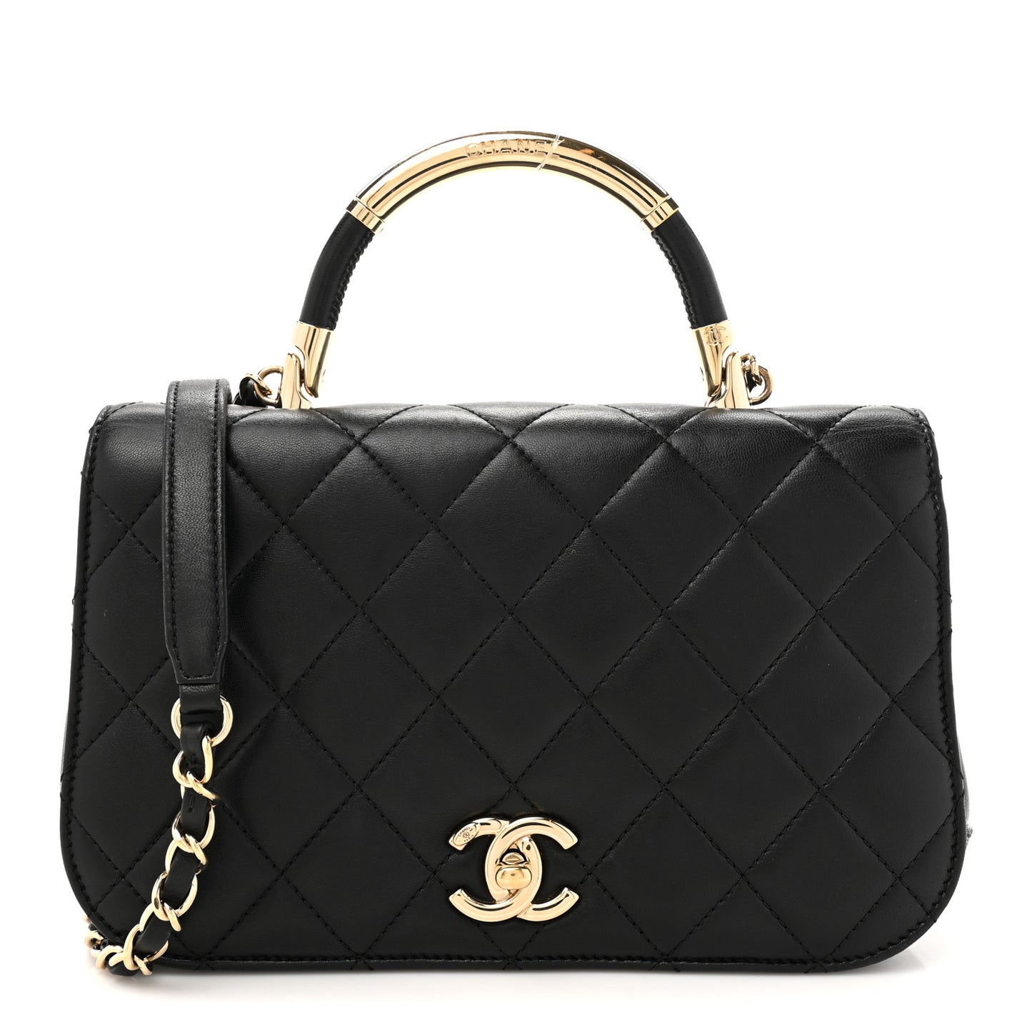 Lambskin Small Carry Chic Flap Black