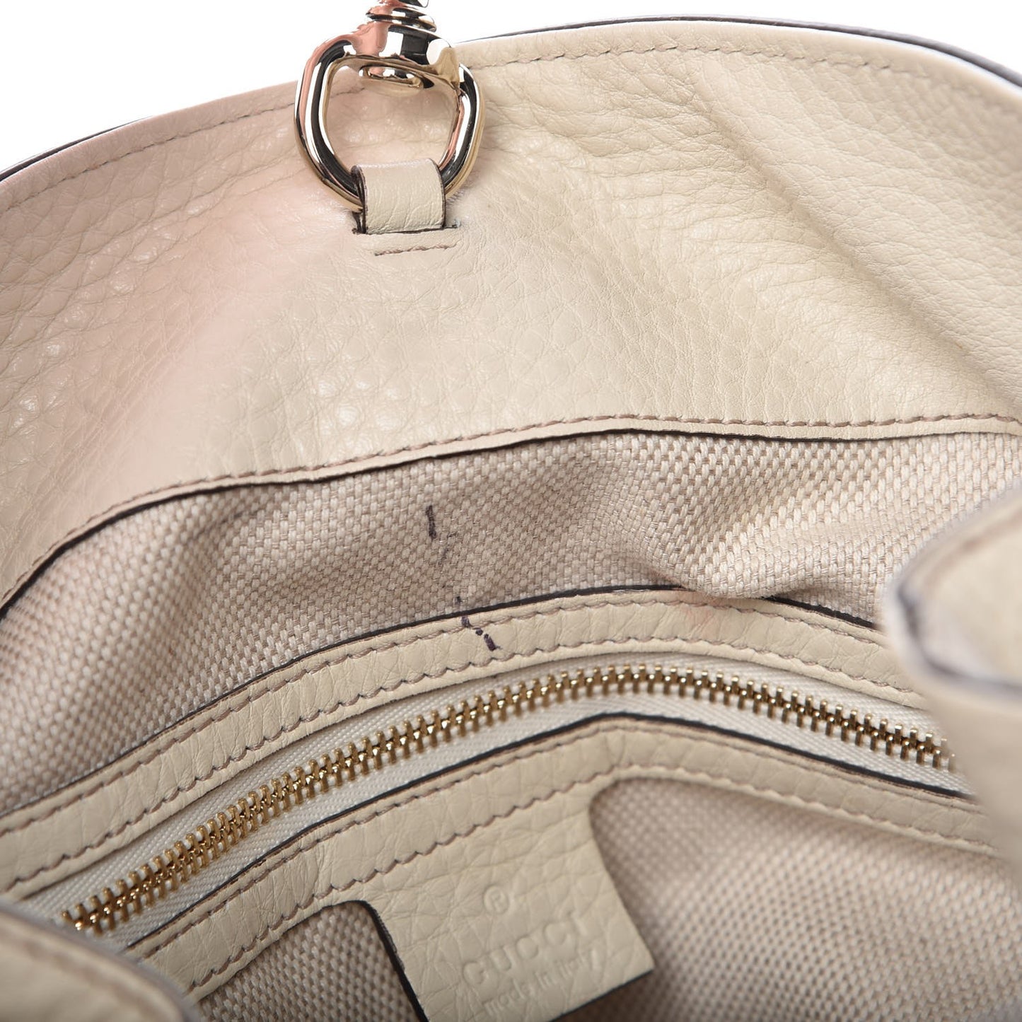 Pebbled Calfskin Medium Soho Chain Shoulder Bag Off White