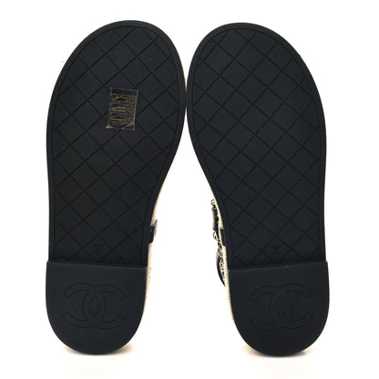 Chanel Lambskin Chain CC Thong Espadrille Sandals 39 Black 6 of 9
