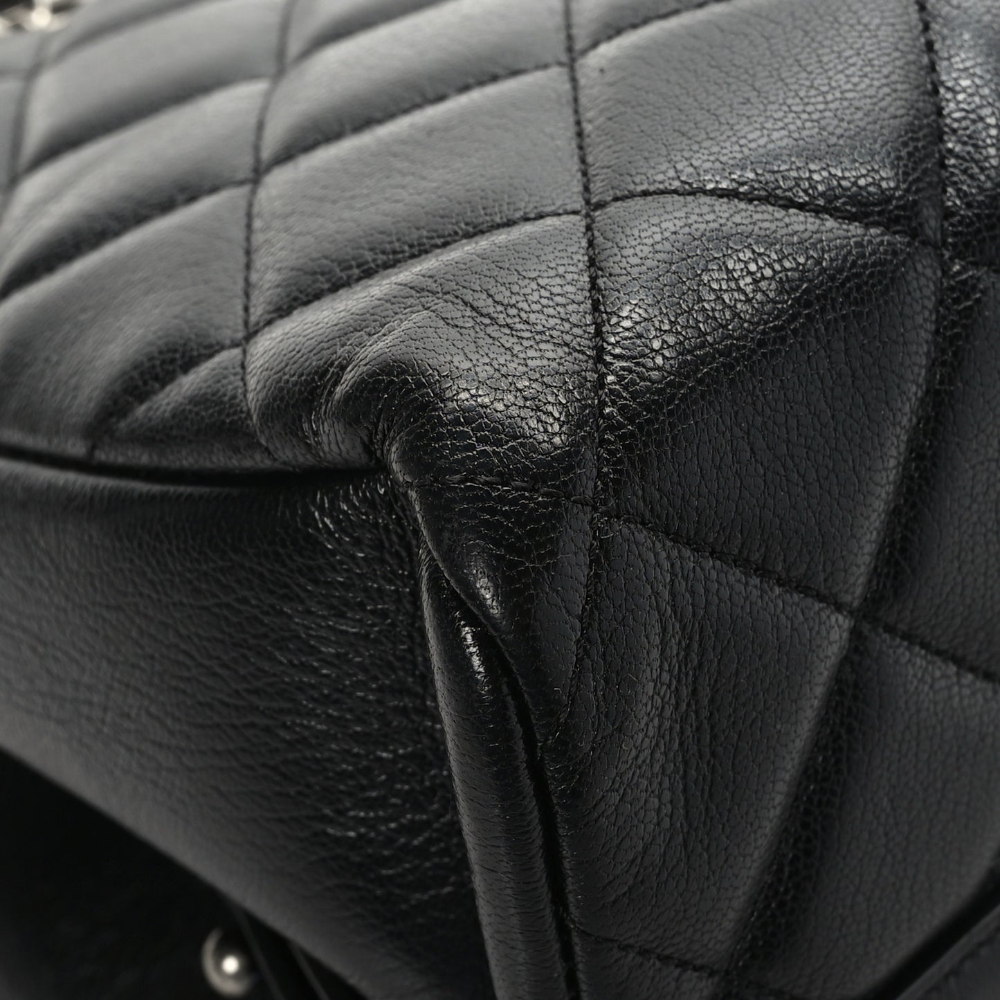 Metallic Goatskin Quilted Large City Rock Shopping Bag Black