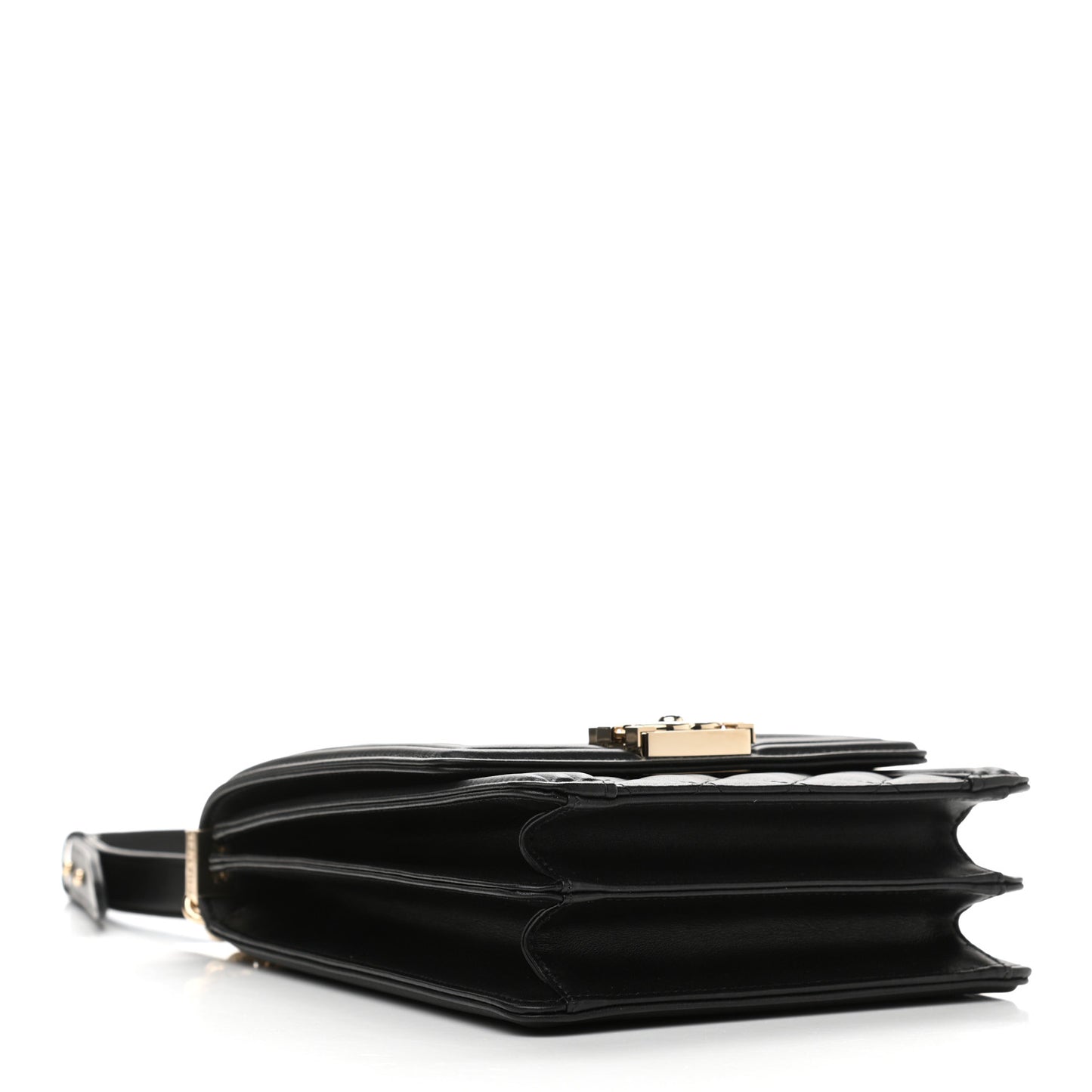 Calfskin Quilted North South Boy Flap Black