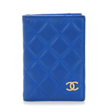 Chanel Lambskin Quilted Card Holder Wallet Blue 1 of 7