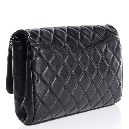 Chanel Lambskin Quilted Clutch With Chain Flap Black 3 of 8