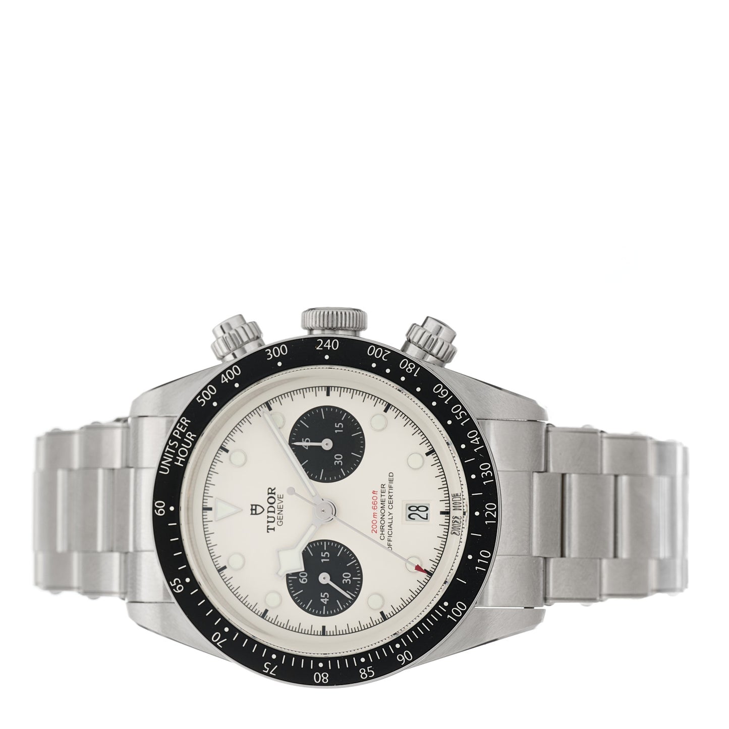 Stainless Steel 41mm Black Bay Chronograph Panda Automatic Watch White 79360N