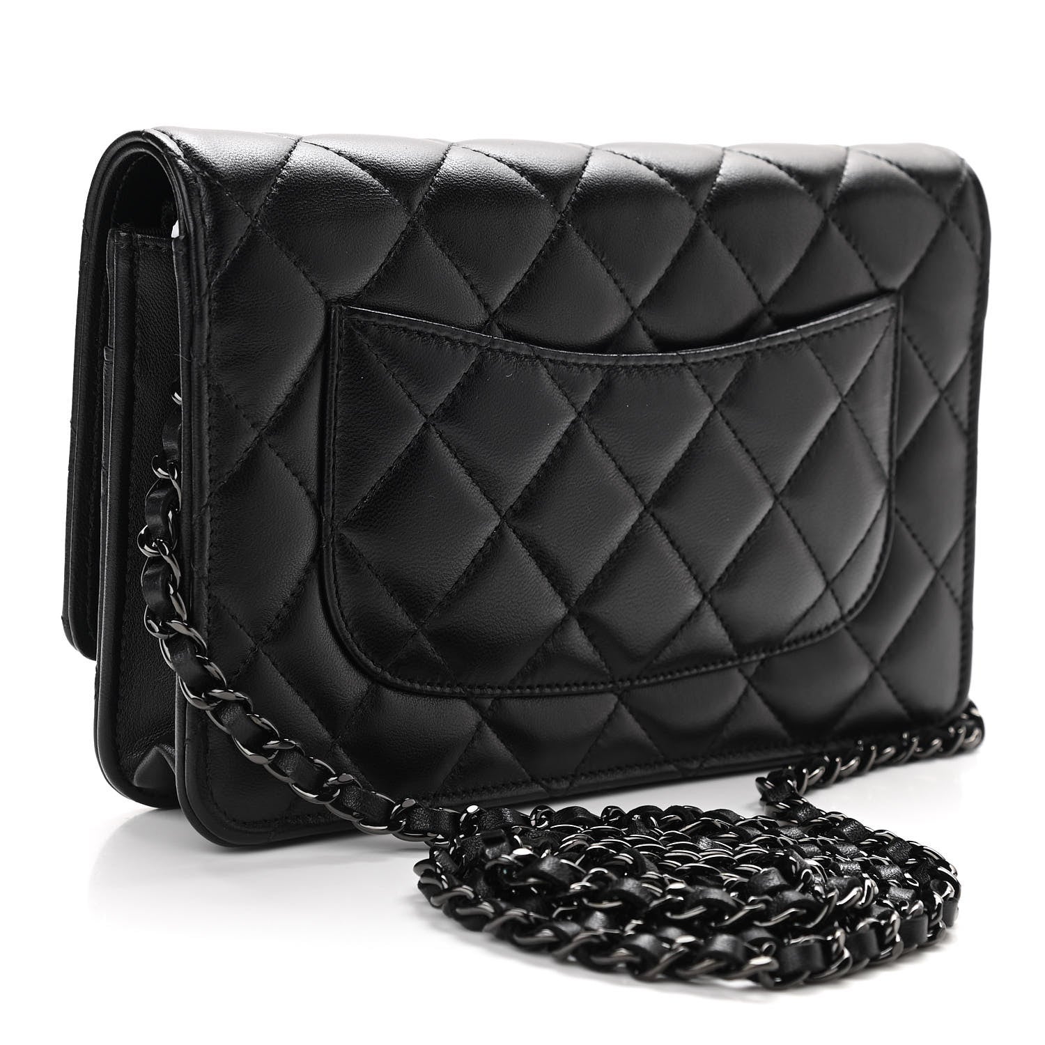 Chanel Lambskin Quilted Wallet On Chain WOC So Black 3 of 11