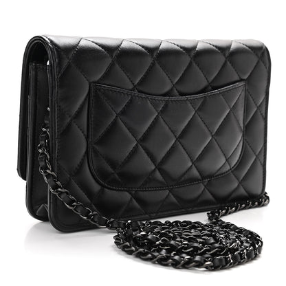 Chanel Lambskin Quilted Wallet On Chain WOC So Black 3 of 11