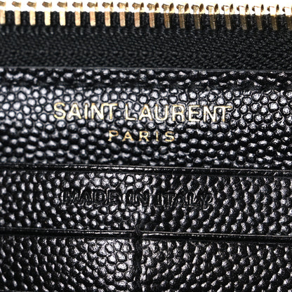 Saint Laurent Grain De Poudre Matelasse Chevron Monogram Zip Around Wallet Black 6 of 6