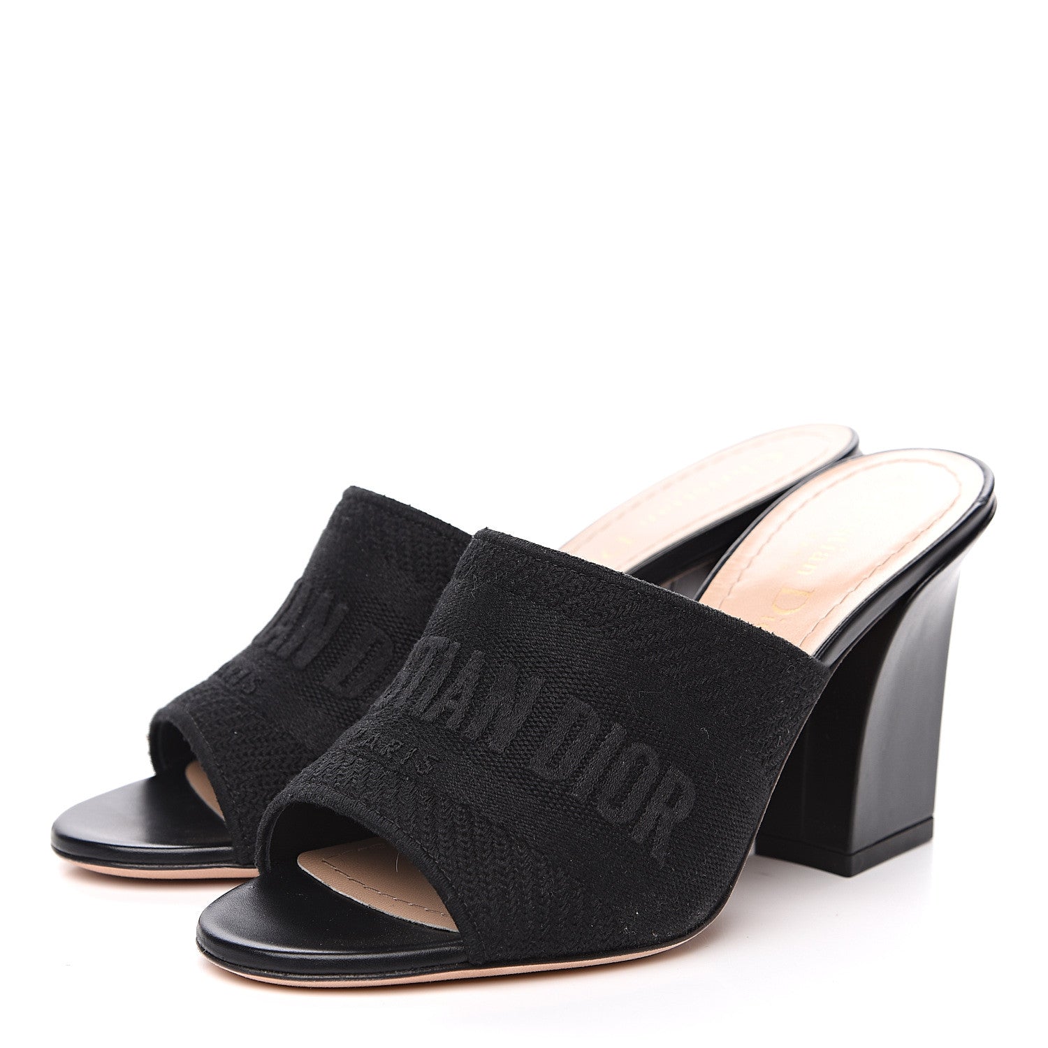 Christian Dior Cotton Embroidered Dway 85mm Slide Sandals 35 Black 3 of 10