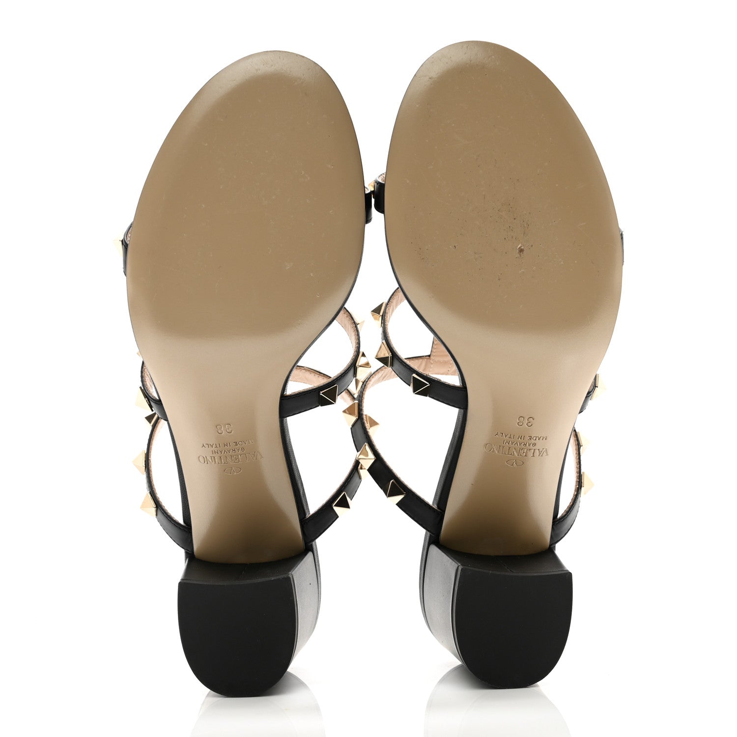 Valentino Garavani Calfskin Rockstud 60mm Caged Slide Sandals 38 Black 5 of 11