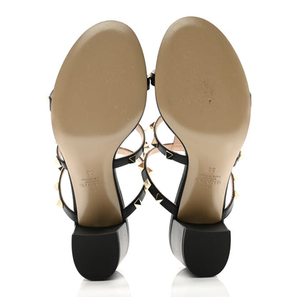 Valentino Garavani Calfskin Rockstud 60mm Caged Slide Sandals 38 Black 5 of 11