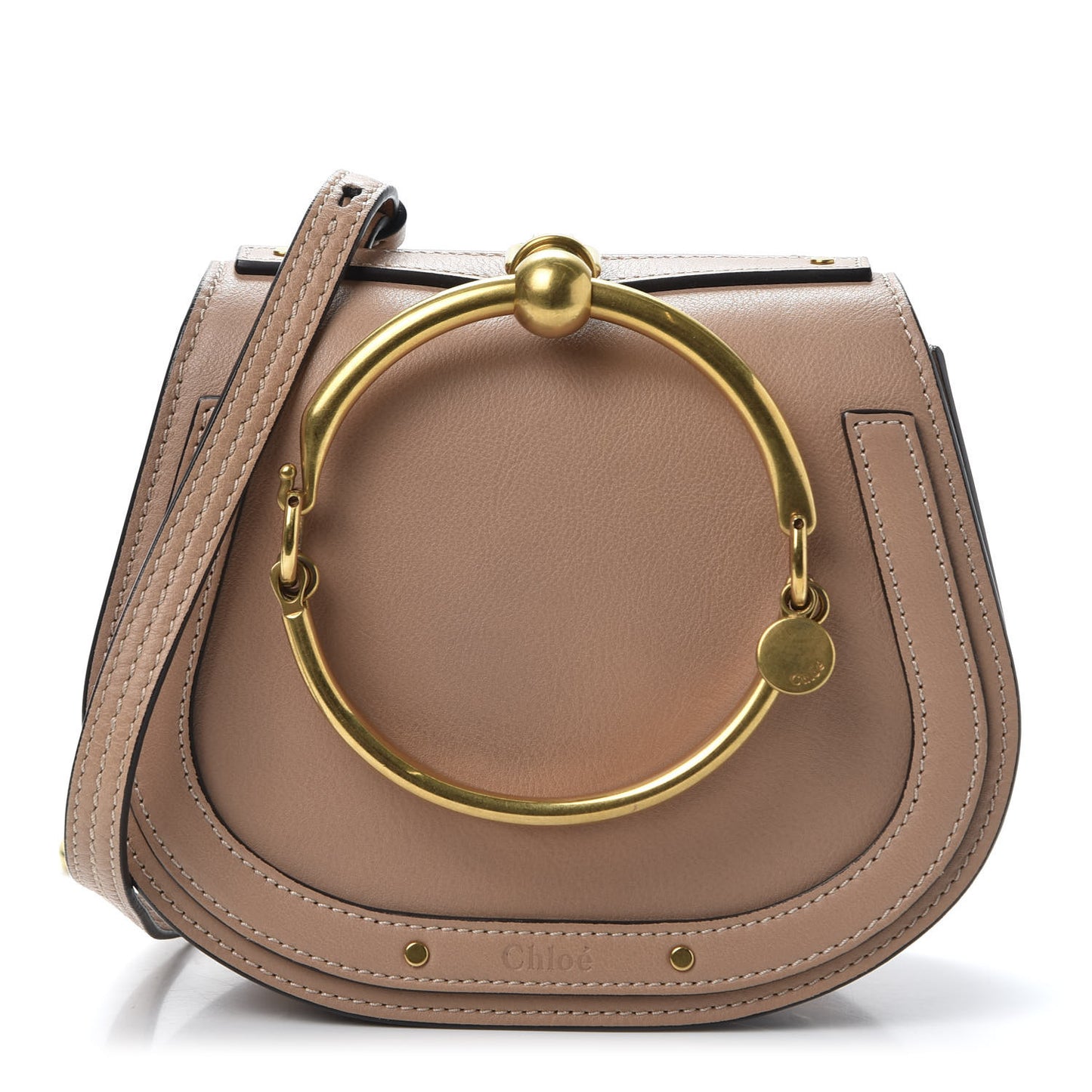 Calfskin Suede Small Nile Bracelet Bag Biscotti Beige
