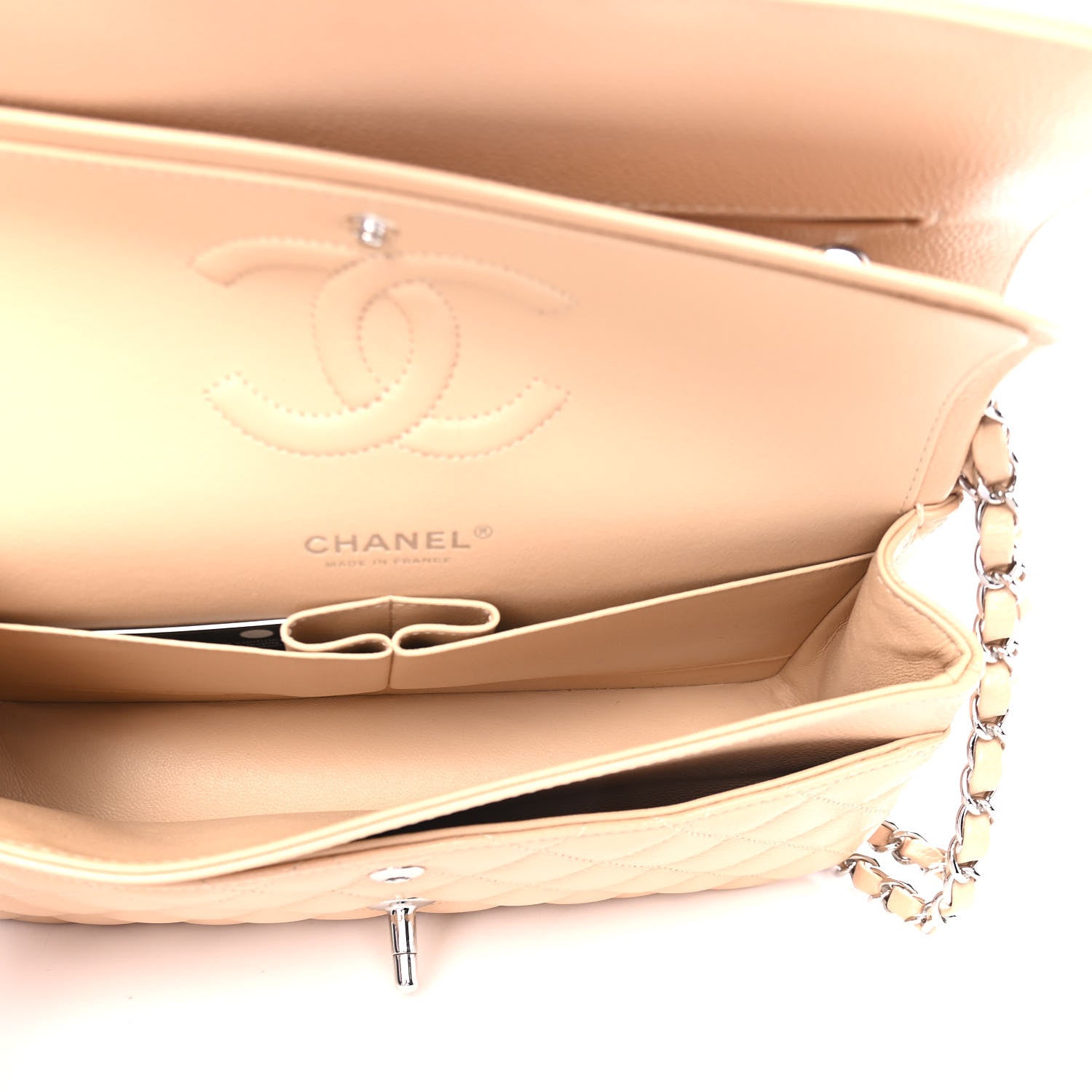 Chanel Caviar Quilted Medium Double Flap Beige 4 of 4