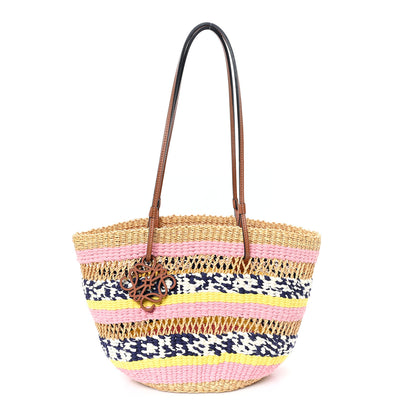 Loewe Raffia Anagram Paulas Ibiza Small Basket Tote Bag Natural Pink Tulip 1 of 10