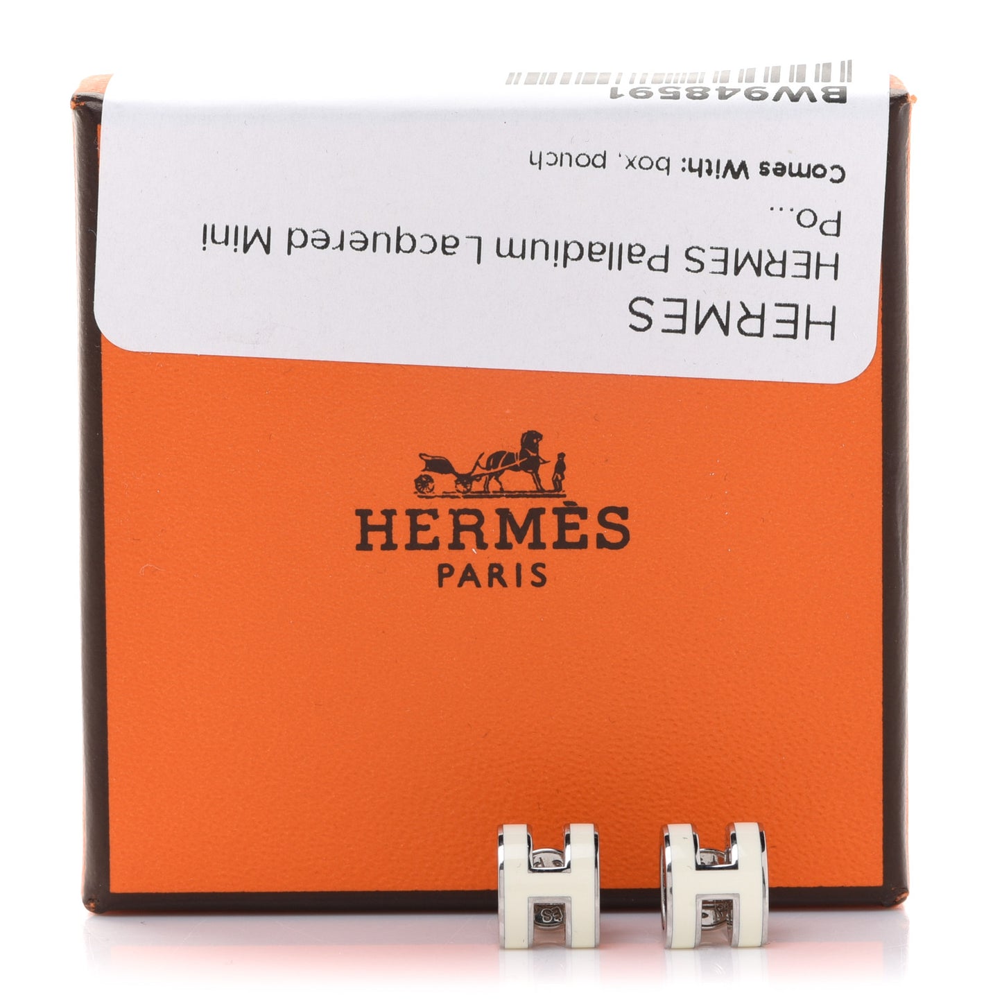 Palladium Lacquered Mini Pop H Earrings White