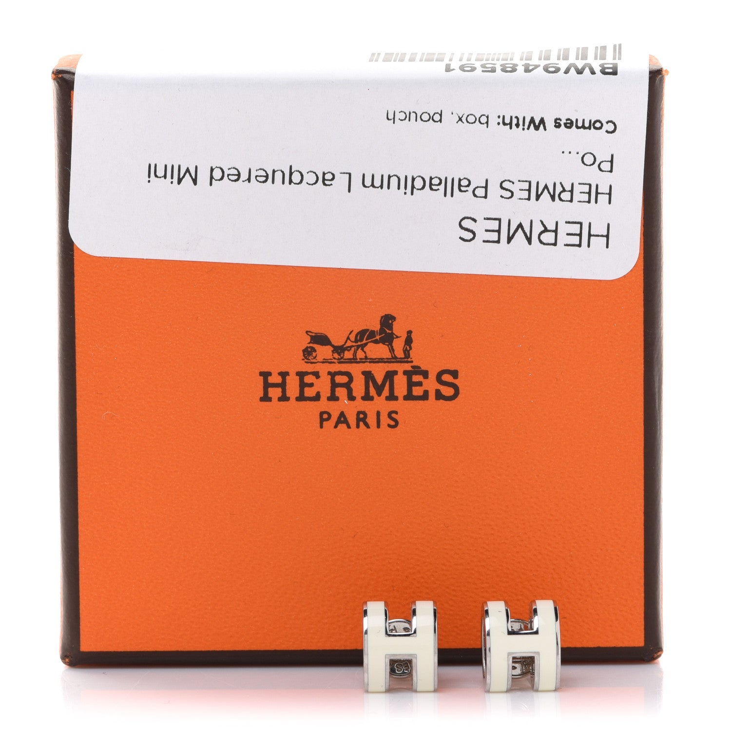 Hermes Palladium Lacquered Mini Pop H Earrings White 5 of 5
