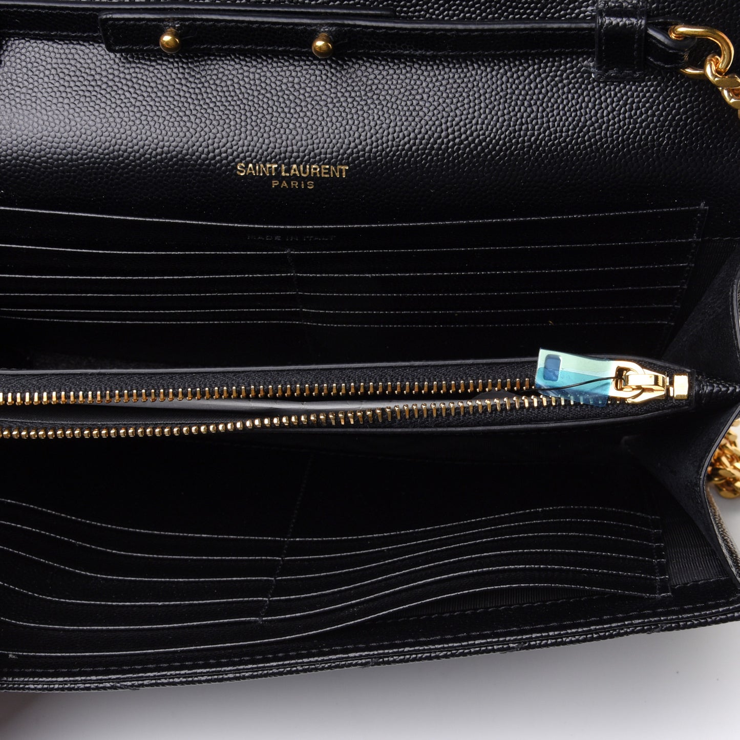 Grain De Poudre Matelasse Chevron Monogram Chain Wallet Black