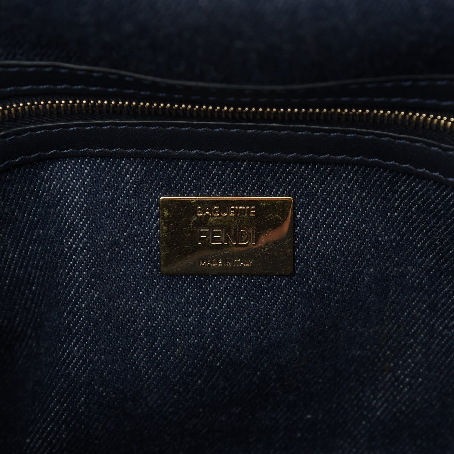Fendi Denim Large Baguette Blue Arancio Fluo 9 of 15