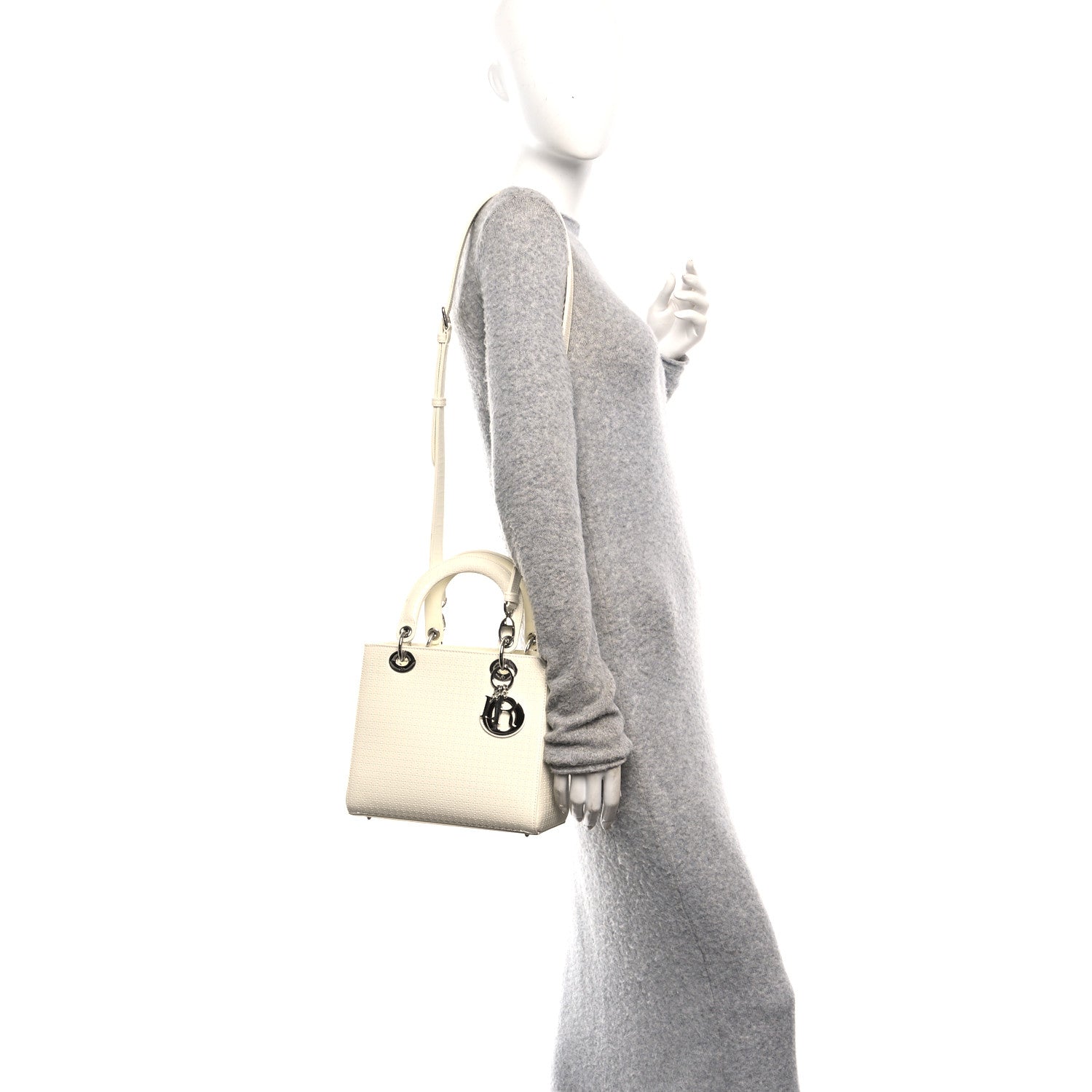 Christian Dior Patent Micro-Cannage Medium Lady Dior White 2 of 10