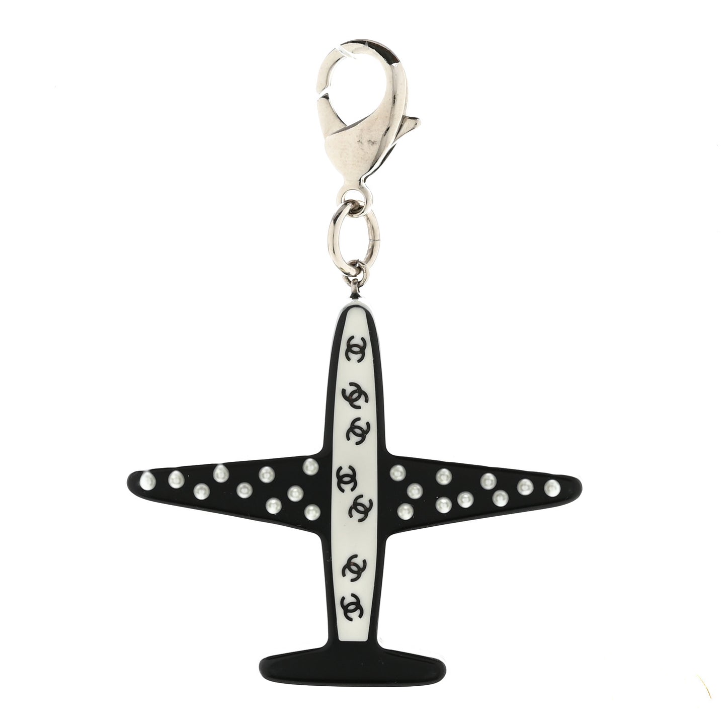 Resin Pearl CC Airplane Keychain Black White