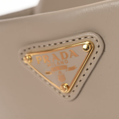 Prada Nappa Metal Triangle Logo Flat Slide Sandals 39 Travertino 9 of 9