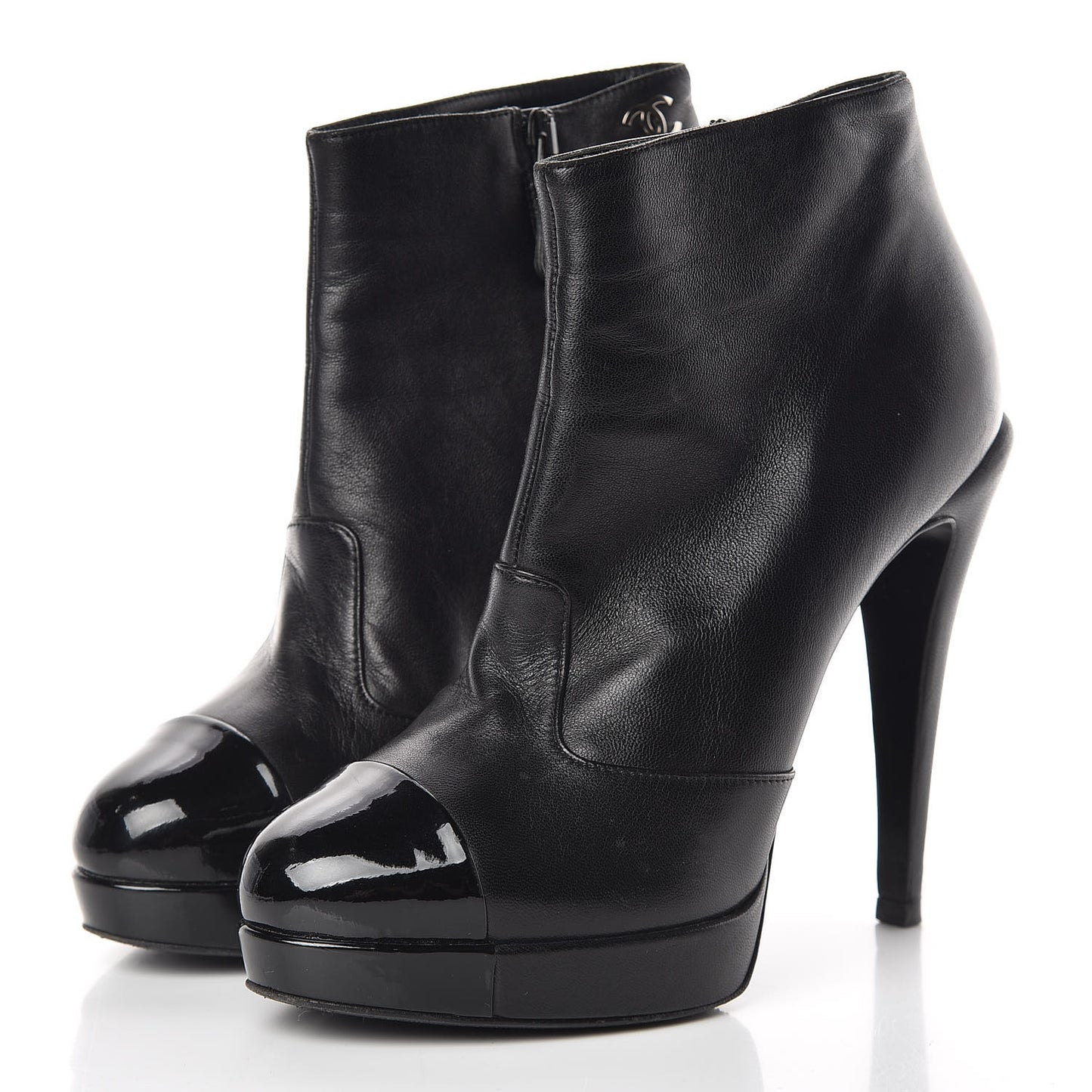 Goatskin Cap Toe Short Ankle Boots 38.5 Black