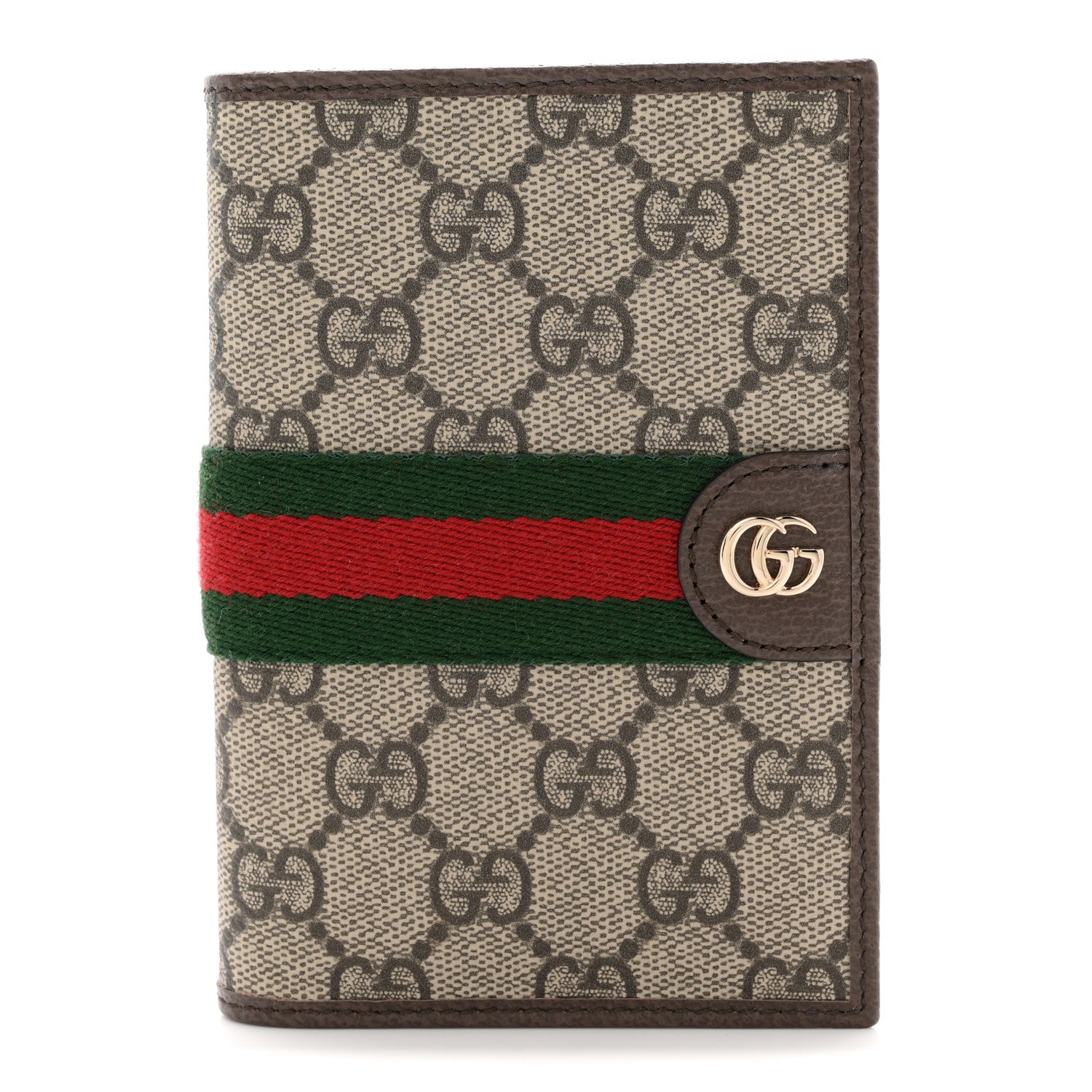 Gucci GG Supreme Monogram Web Passport Case Beige Brown 1 of 8