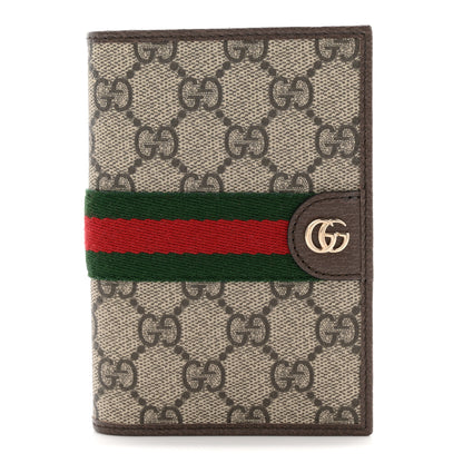 Gucci GG Supreme Monogram Web Passport Case Beige Brown 1 of 8