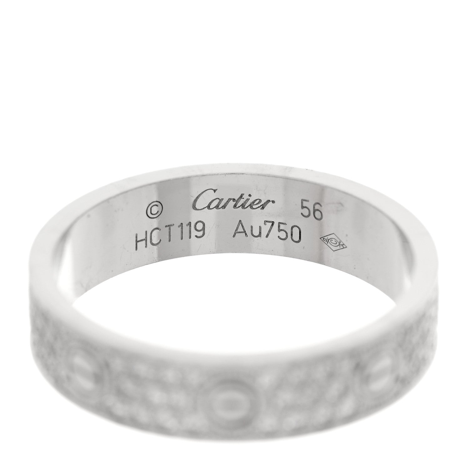 Cartier 18K White Gold Diamond 5mm LOVE Paved Ring 56 7.75 4 of 5