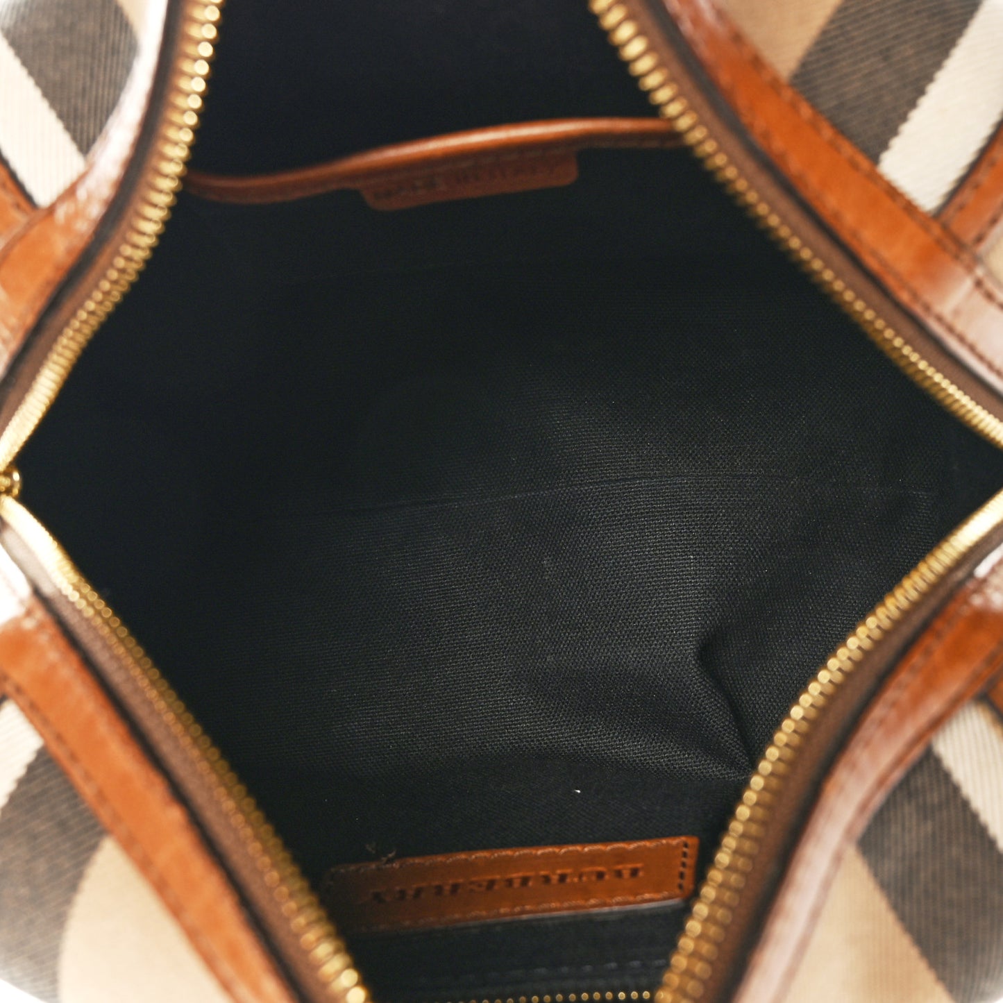 House Check Bridle Calfskin Small Alchester Bowling Bag Dark Tan