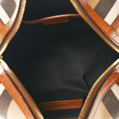 Burberry House Check Bridle Calfskin Small Alchester Bowling Bag Dark Tan 5 of 11
