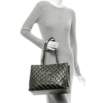 Chanel Metallic Caviar Quilted Grand Shopping Tote GST Dark Silver 2 of 6