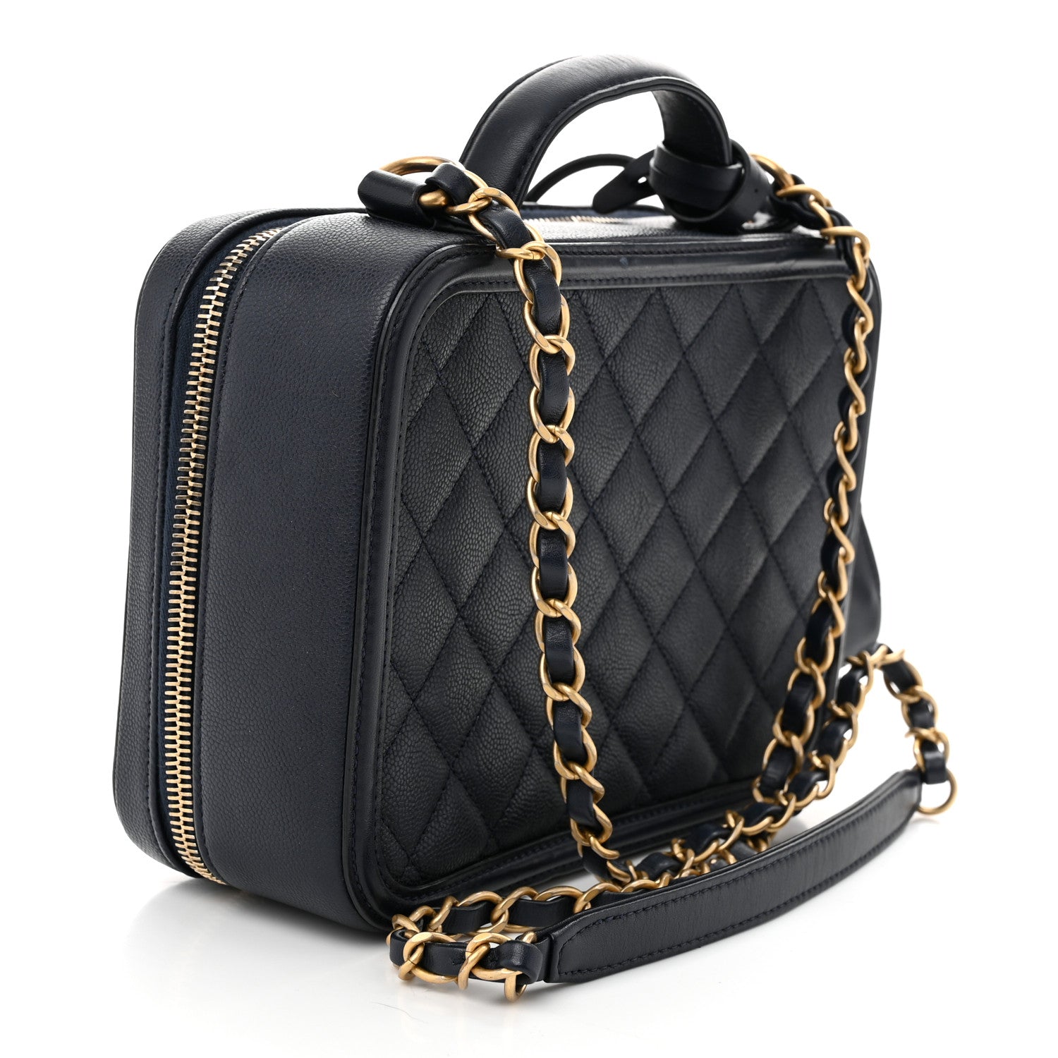 Chanel Caviar Quilted Medium CC Filigree Vanity Case Navy 3 of 13