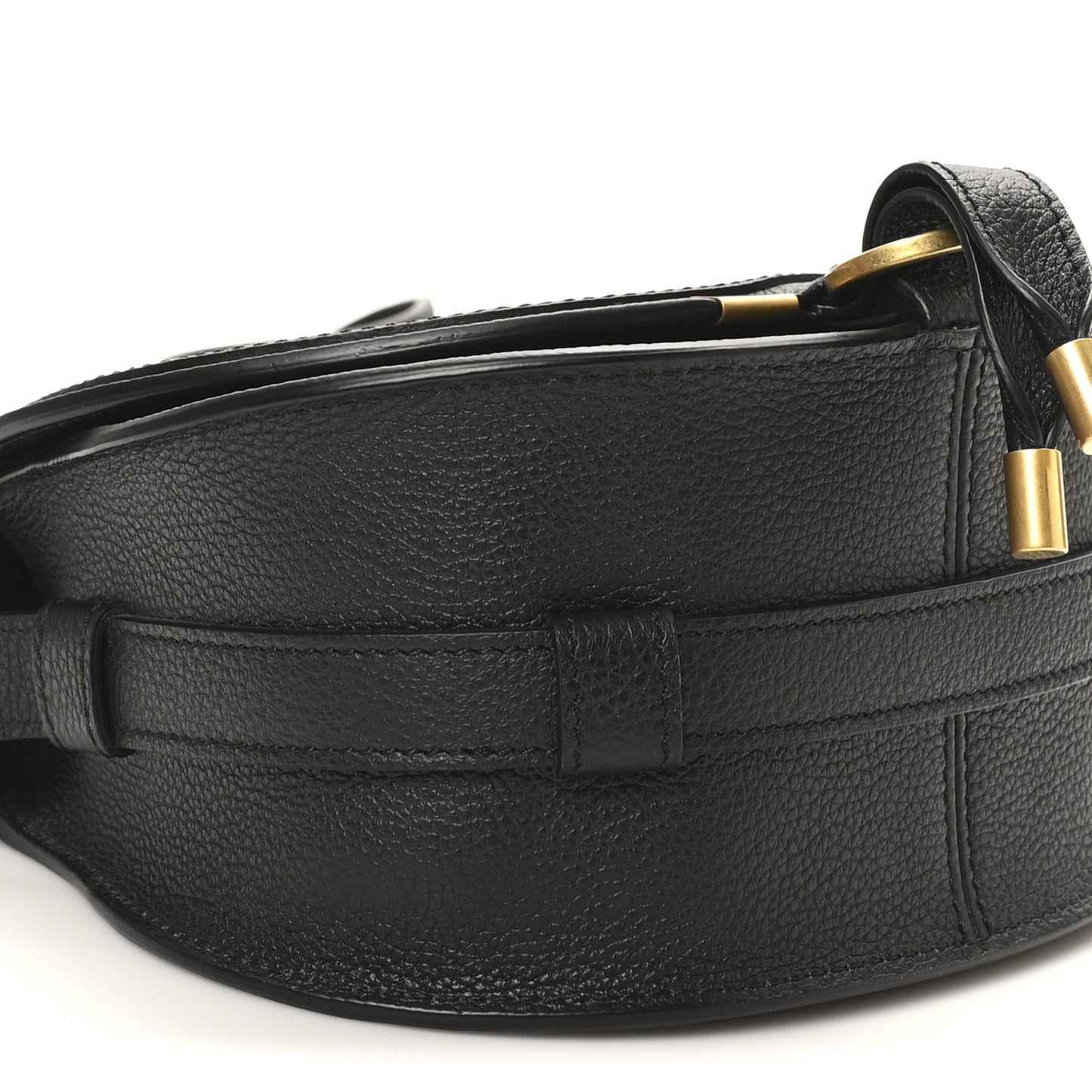 Grained Calfskin Small Marcie Saddle Bag Black