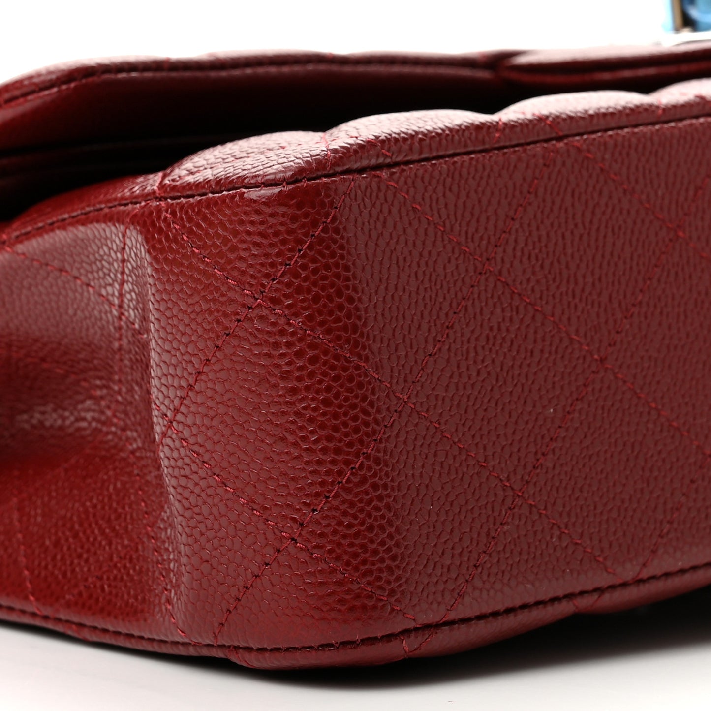 Caviar Quilted Medium Double Flap Dark Red