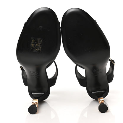 Chanel Grosgrain Metal CC Sandals 36.5 Black 5 of 8